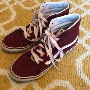 Burgundy/ maroon high top vans